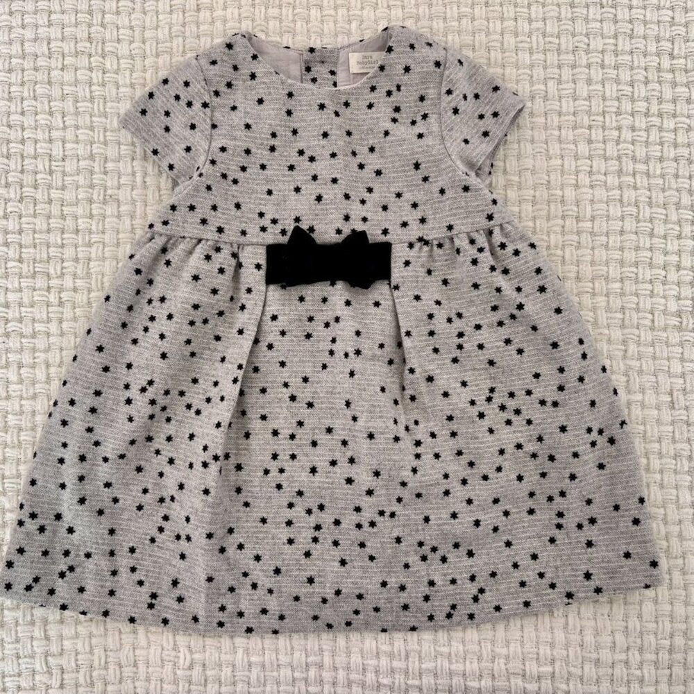 Zara Gray Wool Dress with Velvet Stars